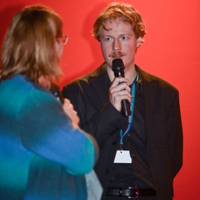 Hanna Reifgerst (moderator), Gustav Bohman (production assistant "And the King Said, What a Fantastic Machine") © Nordische Filmtage Lübeck / Christine Rudolf