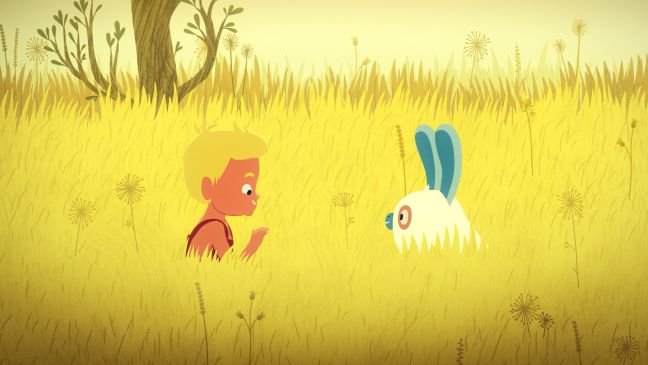 Leo und Fluffy spielen im hohen Gras