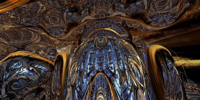 Blau-goldene innenarchitektonische Strukturen