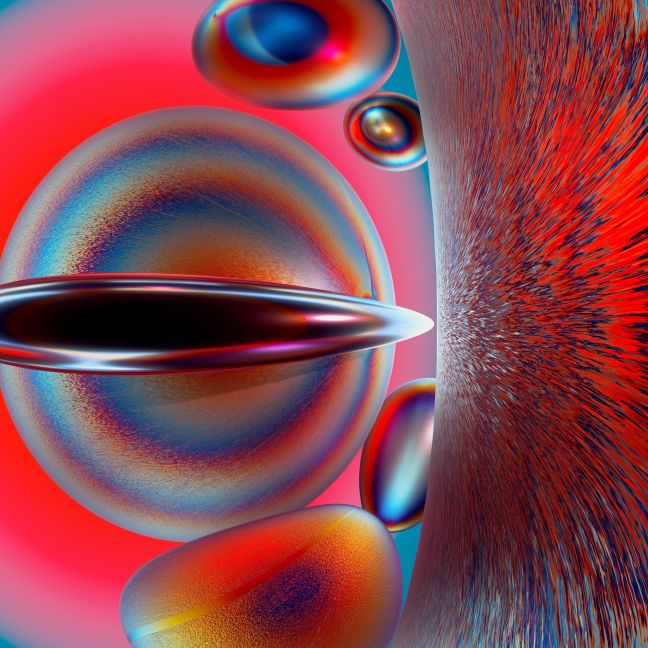blau-pinke Bubbles mit unterschiedlicher Oberfläche