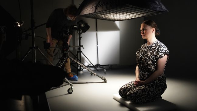 Directors Suvi West and Anssi Kömi in a studio