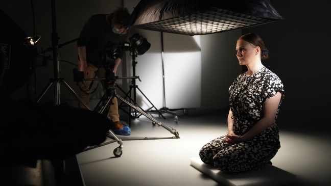 Directors Suvi West and Anssi Kömi in a studio